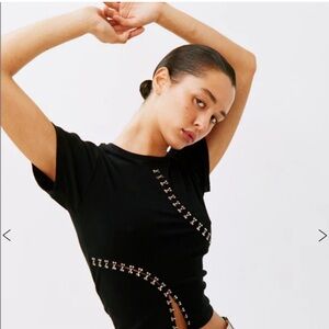 With Jean Black Short Sleeve Top